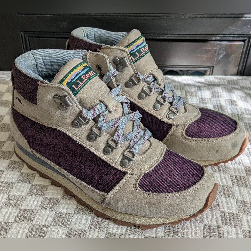 L.L. Bean Purple and Tan Hiking Boots